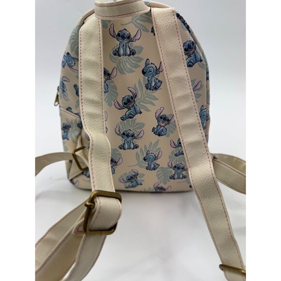 Disney Loungefly Lilo & Stitch Tropical Leaves Mini Backpack Cream & Blue - Picture 11 of 16